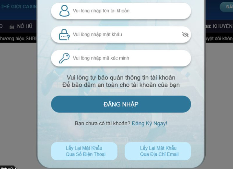Người chơi điền thông tin cơ bản Người chơi điền thông tin cơ bản