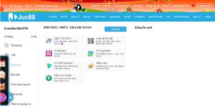 Nạp tiền qua ví điện tử nhanh chóng Nạp tiền qua ví điện tử nhanh chóng