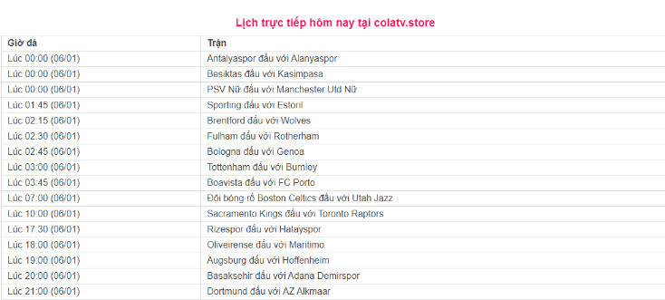 Lịch phát sóng các trận đấu diễn ra liên tục Lịch phát sóng các trận đấu diễn ra liên tục